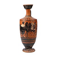 Attic Black-Figure Lekythos with Horses and Fighting Warriors