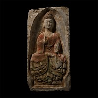 Chinese Northern Wei Terracotta Buddha Brick with Pigment