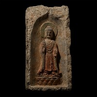 Chinese Northern Wei Terracotta Buddha Brick with Pigment