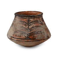 Indus Valley Terracotta Vessel with Zebu and Palm