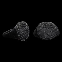 Byzantine Bronze Ring with Warrior Saints