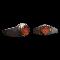 Roman Silver Ring with Carnelian Animal Gemstone