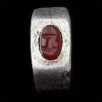 Roman Silver Ring with Carnelian Gemstone with Flaming Altar