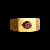 Roman Gold Ring with Jasper Gemstone with Dolphin