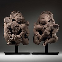Rajasthan Red Sandstone Figures of Celestial Musicians