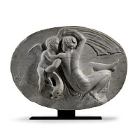 Renaissance Fontainebleau Marble Plaque with Psyche Revived by Eros's Kiss