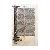 Medieval Illuminated Vellum Leaf from the Book of Genesis