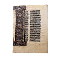 Medieval Illuminated Vellum Leaf from the Book of Genesis