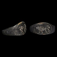 Roman Bronze Ring with Gladitorial Lion