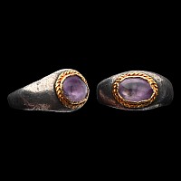 Late Roman Silver Ring with Amethyst Cabochon