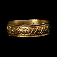 Tudor Period Silver-Gilt Decorated 'Love God' Posy Ring