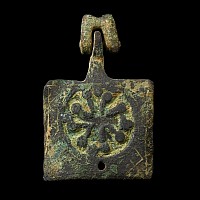 Medieval Knight's Gilt Bronze Heraldic Horse Harness Pendant with Crusader Cross