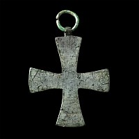 Byzantine Bronze Inscribed Cross Pendant