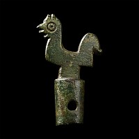 Medieval Bronze Wine Barrel Tap Handle with Cockerel