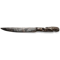 Medieval Iron Knife with Bronze Lion Handle