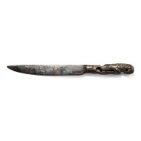 Medieval Iron Knife with Bronze Lion Handle