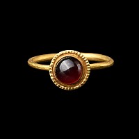 Byzantine Gold Ring with Cabochon Garnet