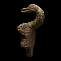 Roman Bronze Vessel Mount with Swan's Head