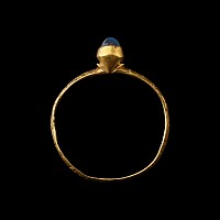 Medieval Gold Ring with Sapphire and Inscription