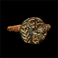 Byzantine Bronze Ring with Mary and Christ
