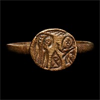 Byzantine Bronze Ring with Christ