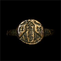 Byzantine Gilt Bronze Ring with Christ