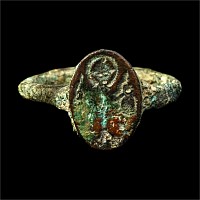Byzantine Bronze Ring with Figure
