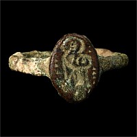 Byzantine Bronze Ring with Mary and Christ