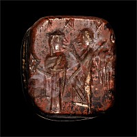 Byzantine Bloodstone Stamp Seal with Silver Mount