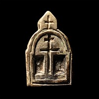 Byzantine Stone Pendant of a Church with Cross