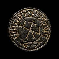Medieval Bronze Seal Matrix with Monogram and Inscription