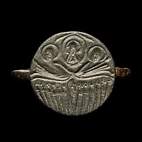 Byzantine Bronze Ring with Religious Scene
