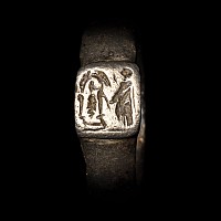 Roman Silver Ring with Priest in Temple