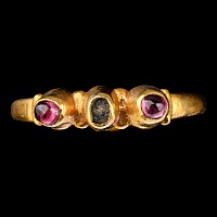 Medieval Gold Fede Ring with Amethysts
