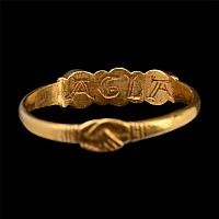 Medieval Gold Fede Ring with Amethysts