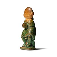 Egyptian Green and Yellow Glazed Baboon Amulet