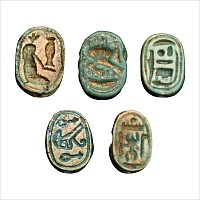 Egyptian Miniature Blue Glazed Scarab Collection