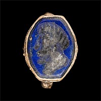 Bedouin Silver-Coloured Ring with Portrait Gemstone