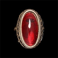 Bedouin Silver-Coloured Ring with Glass Cabochon