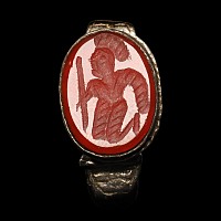 Bedouin Silver-Coloured Ring with Figural Gemstone