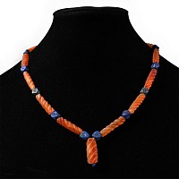 Lapis Lazuli and Orange Glass Bead Necklace String