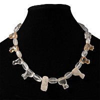 Rock Crystal Bead Necklace String with Cat Amulets