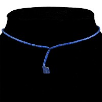 Lapis Lazuli Bead Necklace String with Lozenge-Shaped Pendant