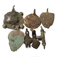 Medieval Knight's Bronze Heraldic Horse Harness Pendant and Hanger Group
