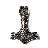 Large Polished Steel Thor's Hammer Replica Pendant
