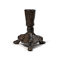 Medieval Bronze Candlestick on Ornate Tripod Base