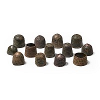 Medieval Bronze Straight and Beehive Collection of Thimbles