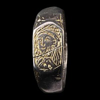 Medieval Silver-Gilt Iconographic Ring with Saint