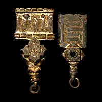 Medieval Gilt Bronze Inscribed Book Clasp Group