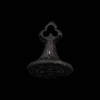 Medieval Bronze Seal Matrix with I and Stars